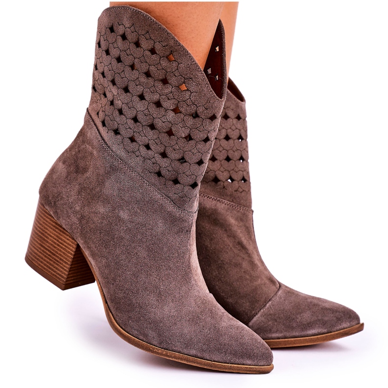 Nicole De Mujer Botas Vaqueras Con Tacón Ante Marrón Emily