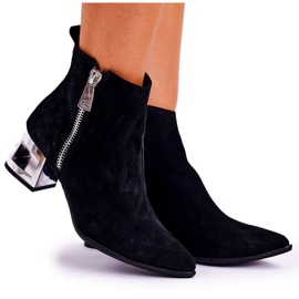 Nicole Botas De Mujer Con Tacón Plateado Ante Negro Norah