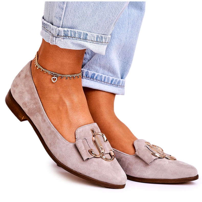 Nicole Mocasines de ante de mujer Bailarinas Mary-Jane beige