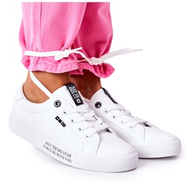 Zapatillas de mujer de piel con la inscripción Big Star EE274316 Blanco Zapatillas de mujer de piel con la inscripción Big Star EE274316 Blanco