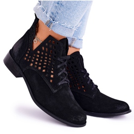 Nicole Botas Susannah negras de ante calado para mujer negro