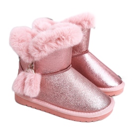 Apawwa Botas de nieve cálidas para niños con pompones rosa Clara