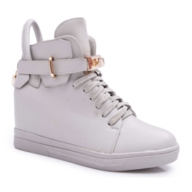 Zapatillas De Mujer Con Cuña Dorado Candado Gris Tersey Zapatillas De Mujer Con Cuña Dorado Candado Gris Tersey