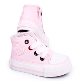 Zapatillas altas para niños con cremallera Big Star HH374191 Rosa rosado rosado
