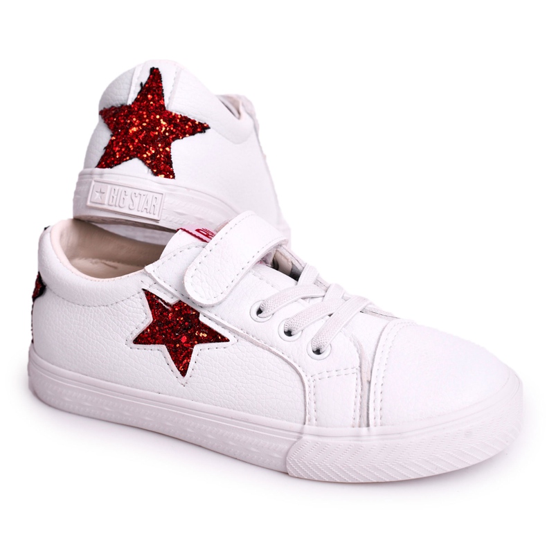 Zapatillas de cuero para niños con una estrella Big Star DD374102 Blanco