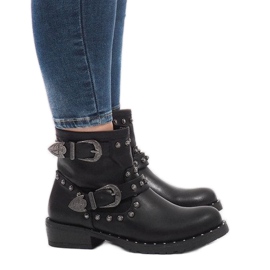 Botas negras con broches y lentejuelas A8018 negro Botas negras con broches y lentejuelas A8018 negro