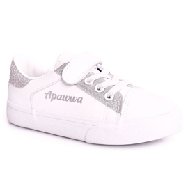 Apawwa Deportivas Infantiles Con Brocado Camila Blanco y Plateado Apawwa Deportivas Infantiles Con Brocado Camila Blanco y Plateado