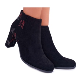 Botas De Mujer Con Tacón Alto Sergio Leone Con Flores Rosas Folk Negro Eros2