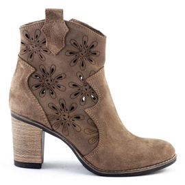 Olivier Tacones altos calados Lena beige oscuro
