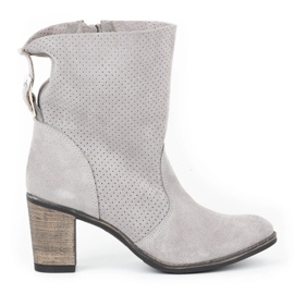 Olivier Botas grises Sophia de piel calada