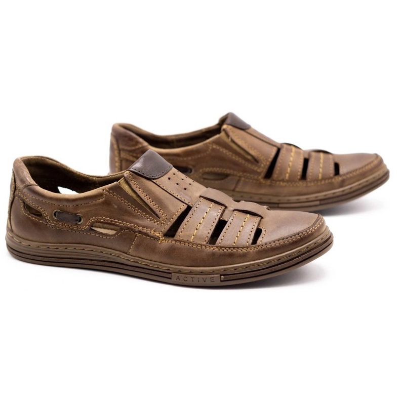 Polbut Zapatos de hombre calados 06 para verano marrón