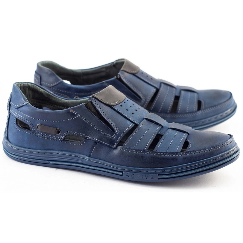 Polbut Zapatos de hombre calados 06 para verano azul marino
