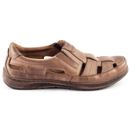 ŁUKPOL Zapatos de hombre calados 978 para verano marrón