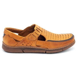 Polbut Zapatos de verano calados para hombre J73L rojo marrón