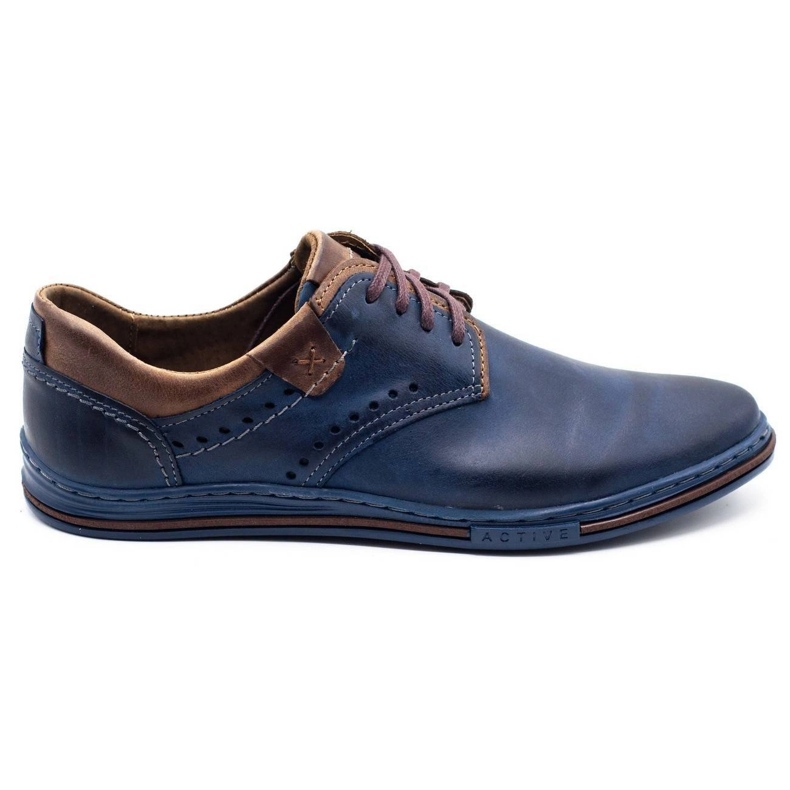 Polbut Zapatos casual hombre 402 azul marino con marrón