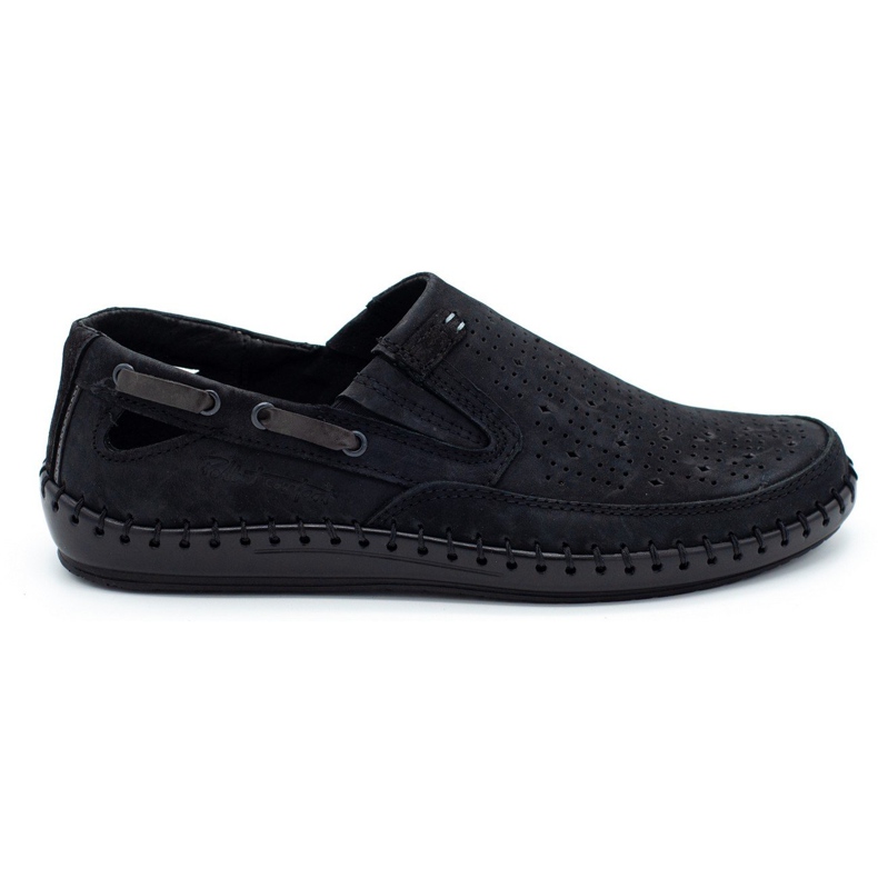 Polbut Mocasines negros de hombre calados J68L Polbut Mocasines negros de hombre calados J68L