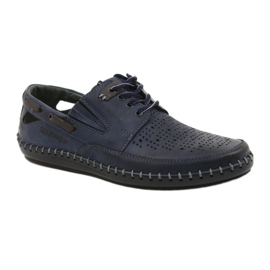 Polbut Zapatos de hombre, mocasines calados J69L azul marino