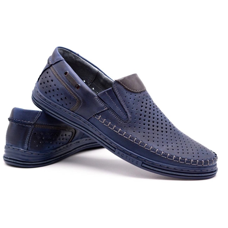 Polbut Zapatos de cuero para hombre 09 para el verano Azul marino