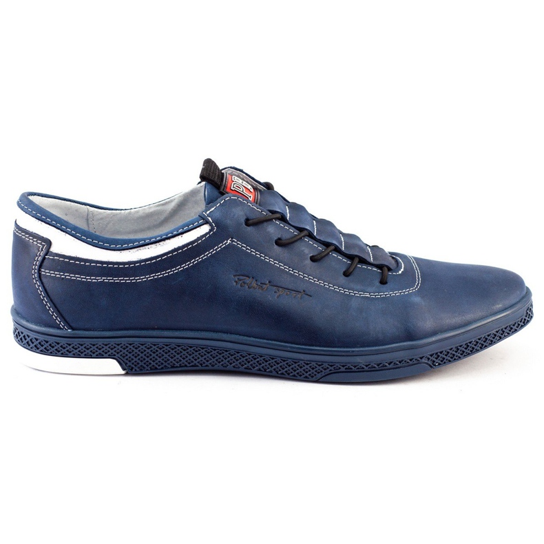 Polbut Zapato casual hombre piel K23 azul marino con blanco