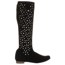 Olivier Botas de mujer negras caladas negro