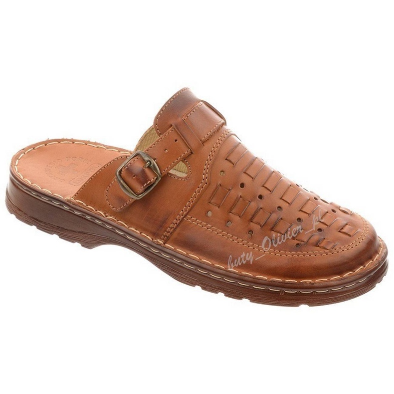 ŁUKPOL Zapatilla piel hombre 803 marrón