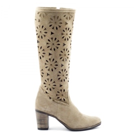 Olivier Botas de tacones calados beige