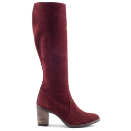 Olivier Botas de mujer, aisladas en el poste, granate rojo