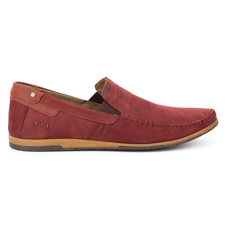 KOMODO Mocasines hombre piel 876 burdeos rojo