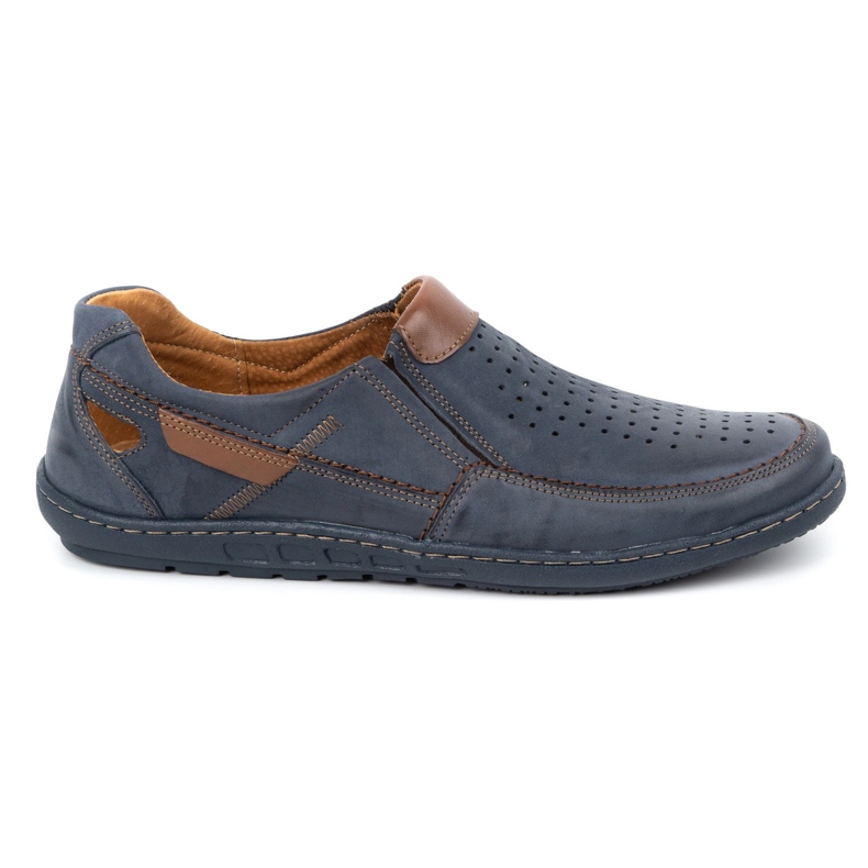 Olivier Mocasines de hombre en piel para el verano 602 azul marino