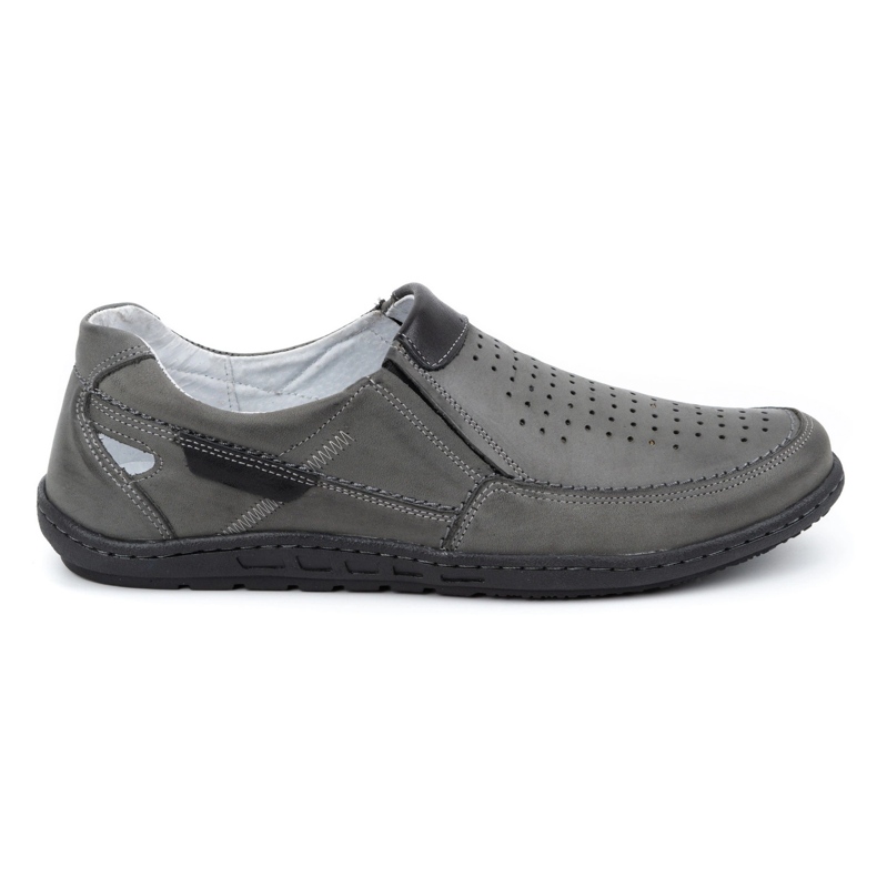 Olivier Mocasines de hombre en piel gris para el verano 602