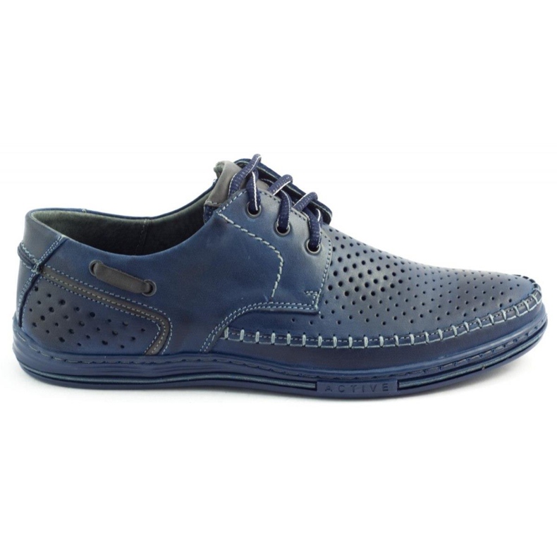 Polbut Zapatos de hombre calados J44L Pł azul marino