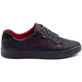 Polbut Zapatos casuales de hombre J66 negro con rojo multicolor