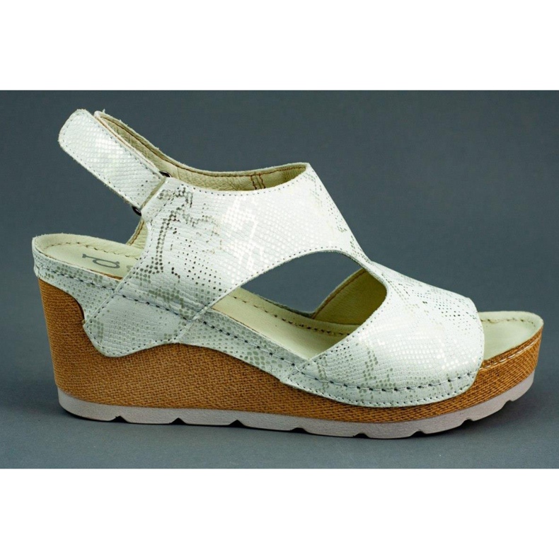 Dolce Pietro Sandalias cuña 0888Z blanco y plata multicolor