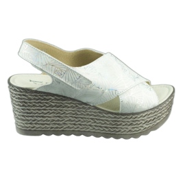 Dolce Pietro Sandalias cuña 1031 blanco y plata multicolor