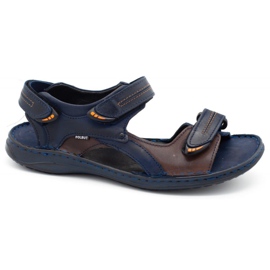 Polbut Sandalias SA04 azul marino con marrón multicolor