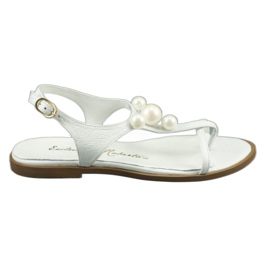 Exclusive Sandalias con perlas 618 blanco
