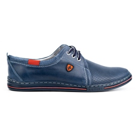 Polbut Zapato de piel para hombre 343, perforado azul marino