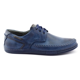 Polbut Zapatos hombre piel J44PŁ Azul marino
