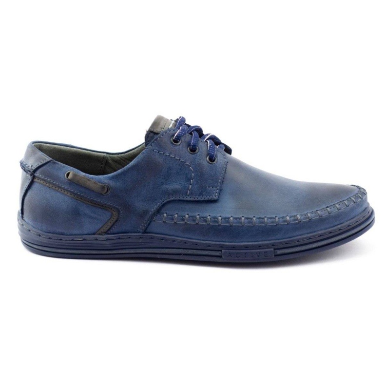 Polbut Zapatos hombre piel J44PŁ Azul marino