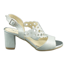 Dolce Pietro Sandalias de mujer en ante en el poste 2083 en blanco y plateado plata multicolor