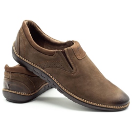 Joker Zapatos de hombre, mocasines de piel 937 oliva marrón