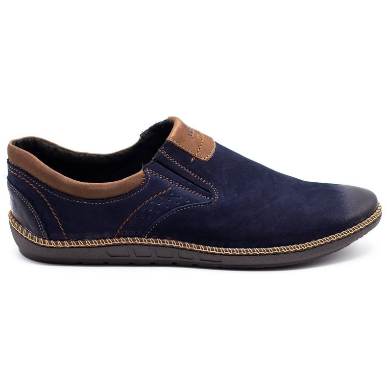 Joker Zapatos de hombre, mocasines de piel 937 azul marino
