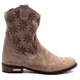 Olivier Cómodas botas caladas beige Janet