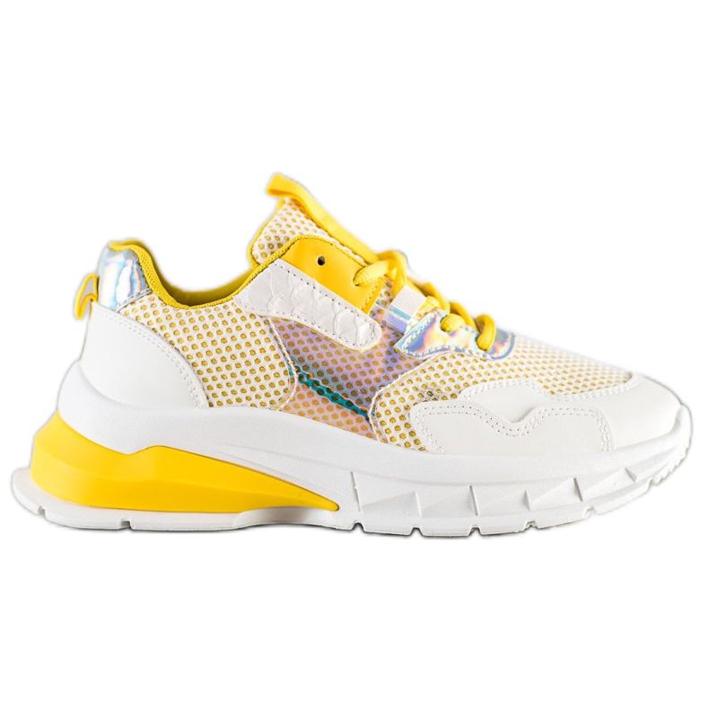 SHELOVET Zapatillas de moda blanco multicolor amarillo SHELOVET Zapatillas de moda blanco multicolor amarillo