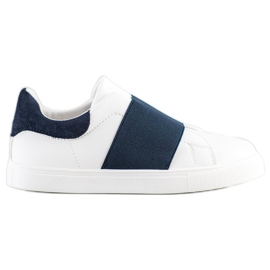 SHELOVET Zapatos sin cordones con banda elástica blanco azul marino