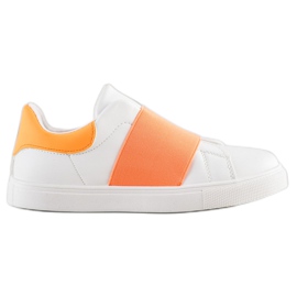 SHELOVET Zapatos sin cordones con banda elástica blanco naranja