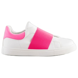 SHELOVET Zapatos sin cordones con banda elástica blanco rosado