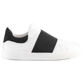 SHELOVET Calzado sin cordones con banda elástica blanco negro SHELOVET Calzado sin cordones con banda elástica blanco negro