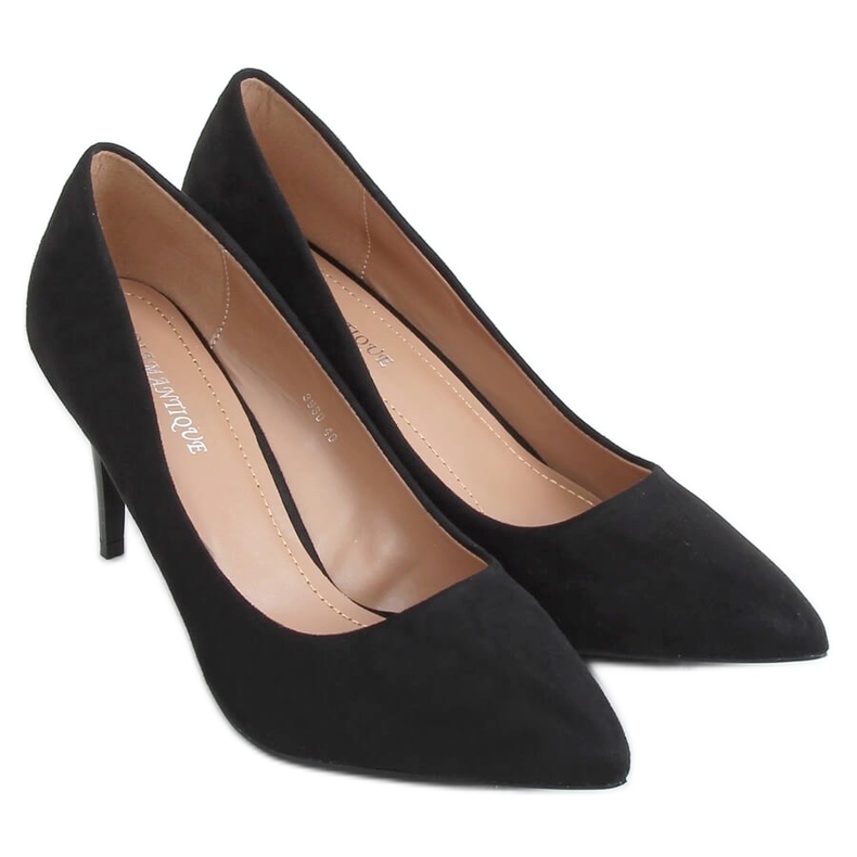 Zapatos de salón en ante negro tacón 3980 Negro