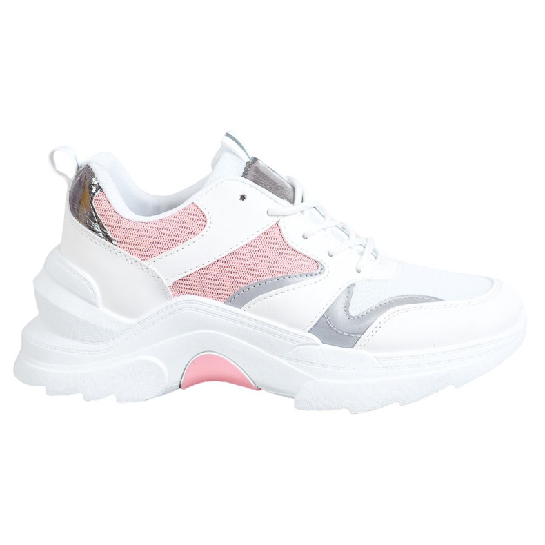 SHELOVET Zapatillas con estilo Merlin blanco rosado plata